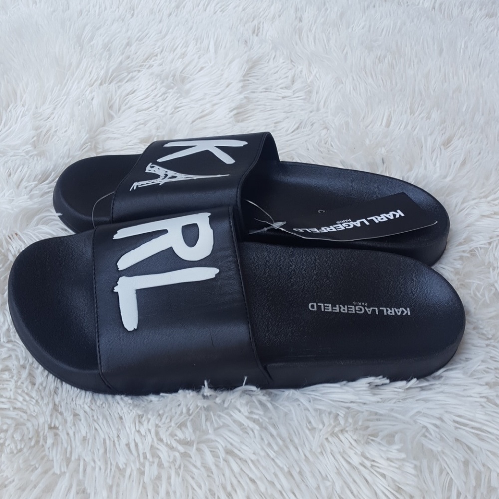 Karl Lagerfeld black Zaira slides new with tags - Picture 3 of 7